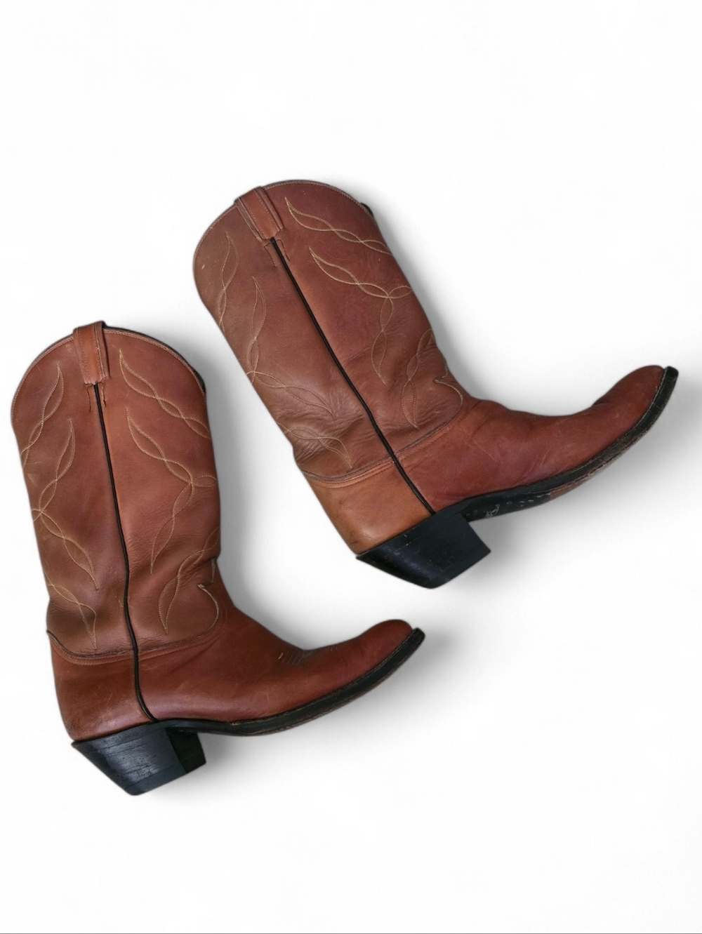 Vintage Tony Lama Cowboy Boots Men's 9E Wide USA Made Cognac Leather Western - Picture 2 of 12